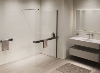 Душевая перегородка Vincea Walk-In VSW-1HR110CLGM, 1100*2000, вороненая сталь, стекло прозрачное