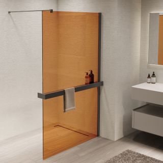 Душевая перегородка Vincea Walk-In VSW-1HR900GSGM, 900*2000, вороненая сталь, стекло янтарь