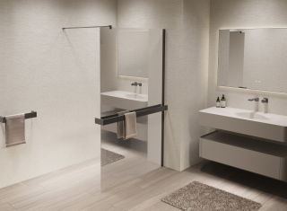 Душевая перегородка Vincea Walk-In VSW-1HR900MRGM, 900*2000, вороненая сталь, стекло зеркальное