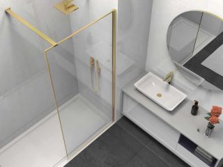 Душевая перегородка Vincea Walk-In HS VSW-1HS100CLG, 1000*2000, брашированное золото, стекло прозрачное