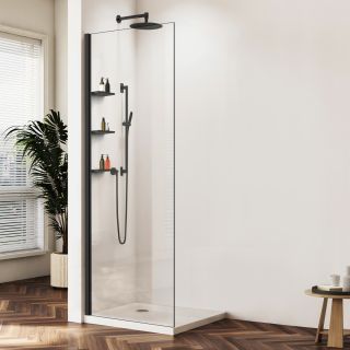 Душевая перегородка Vincea Walk-In VSW-1HWS700CLB, 700*2000, черный, стекло прозрачноe