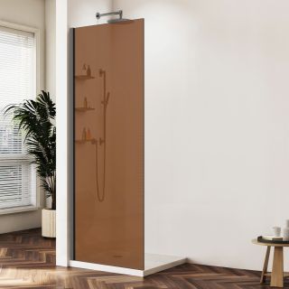 Душевая перегородка Vincea Walk-In VSW-1HWS900GSGM, 900*2000, вороненая сталь, стекло янтарь