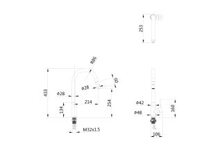 Смеситель для кухни Wonzon & Woghand WW-A21252-BS с выдвижным изливом брашированный никель
