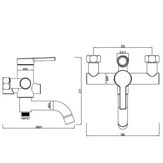 Душевая стойка Swedbe Hermes 5132B со смесителем для ванны чёрный