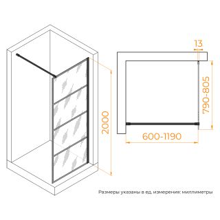 Душевая перегородка RGW WA-019B 351001980-84 80 см чёрный