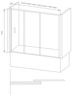 Шторка на ванну Good Door Screen WTW-150-G-CH 150 см матовое