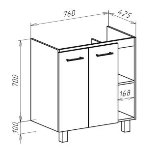 Тумба под раковину Bellezza Рона 80см серая/светлое дерево 00000011749