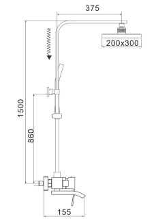 Душевая стойка Rose R1556H чёрный матовый