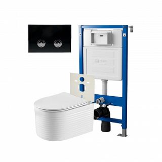 Комплект унитаза с инсталляцией Point Элемент PN48318BC с сиденьем Микролифт