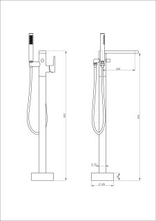 Напольный смеситель для ванны Wonzon & Woghand Stick WW-88649901-MB чёрный матовый