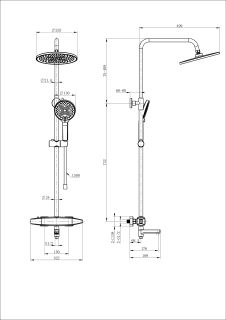 Душевая стойка Wonzon & Woghand Neo WW-B3035-A2-BG с термостатом брашированное золото