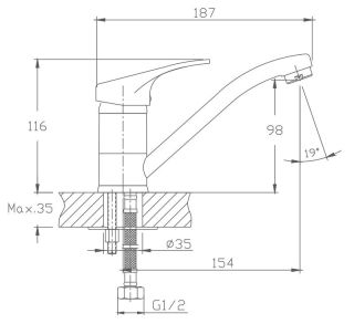 Смеситель для кухни Haiba HB4513 хром