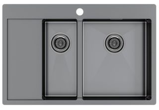 Мойка кухонная Paulmark Kroner PM227851-GMR правая воронёная сталь