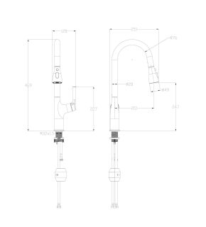 Смеситель для кухни Wonzon & Woghand WW-AE54123-CR с выдвижным изливом хром