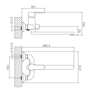 Смеситель для ванны Prohanss P64.22 хром