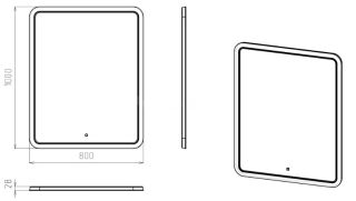 Зеркало STWORKI Монтре Мон.02.80/W 80 с подсветкой, сенсор на зеркале, квадратное, белое, настенное
